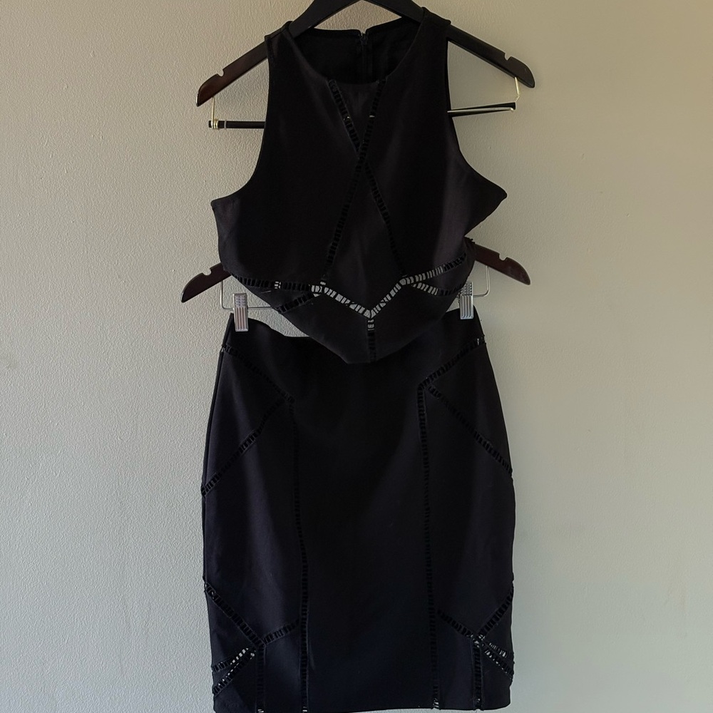 H&M Black Mini Dress with Beaded Accents